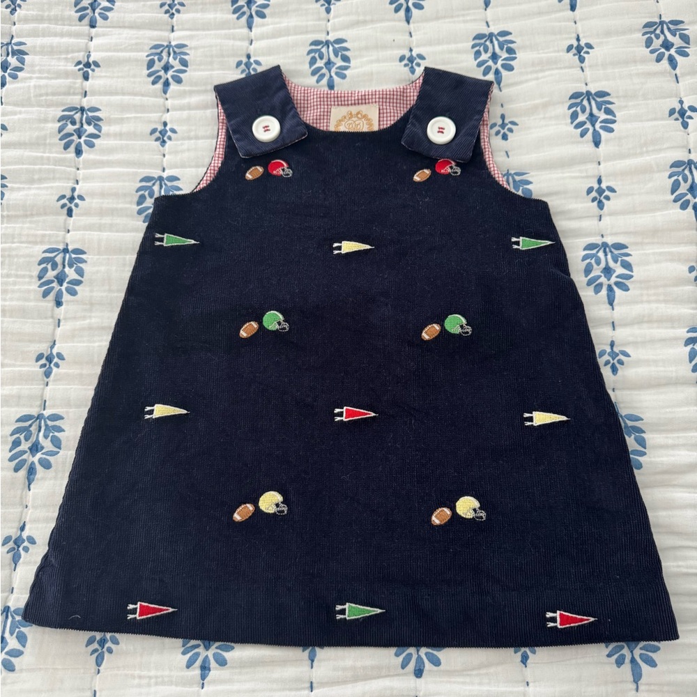 The Beaufort Bonnet Company Navy Dress with Colorful Embroidery